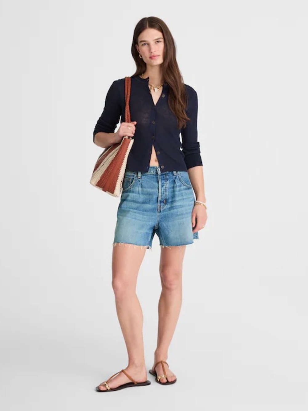 Madewell Pleated Low-Slung Shorts in Airy Denim
